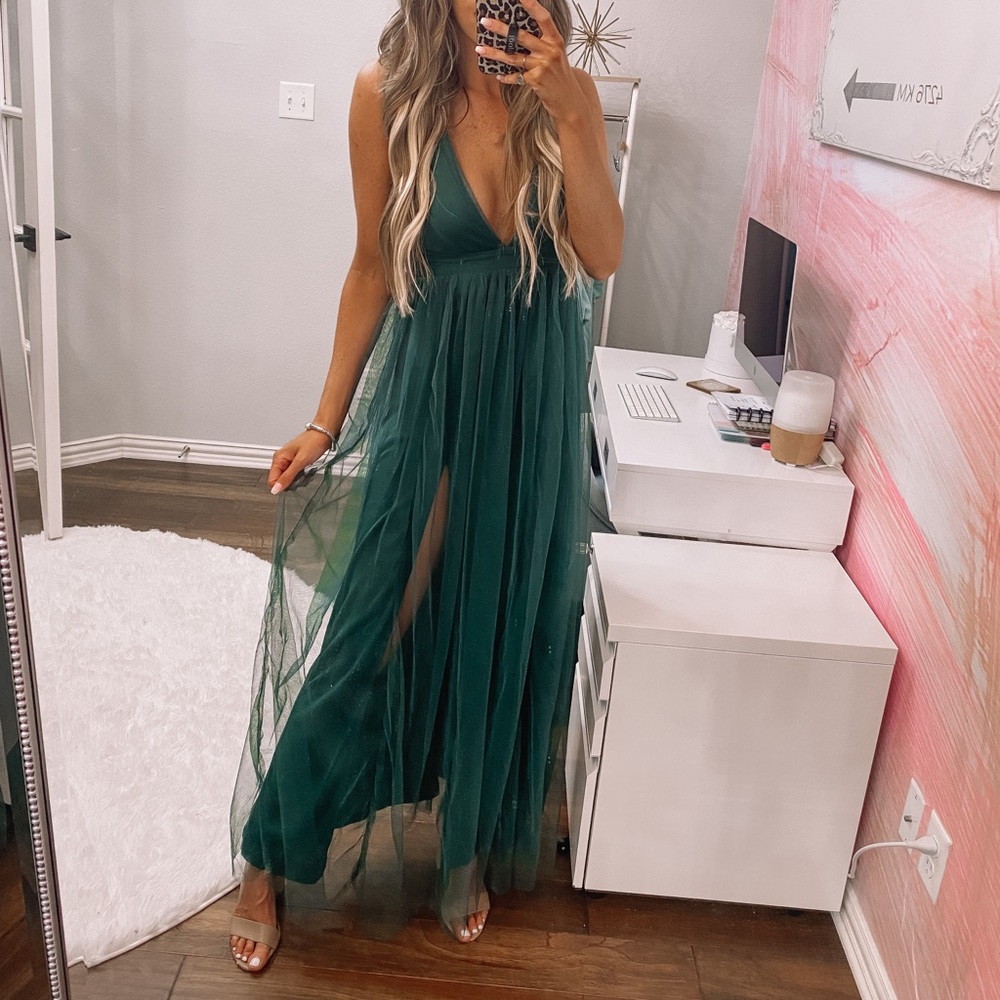 Green Tulle Maxi Dress